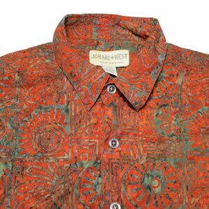 Johari West Men's Size - 2XLT Orange Hawaiian Short Sleeve Button Up